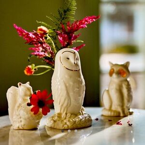 LAST OWL 🦉 Natalie Lete Winter White Creature Bud Vase 🦉 Snowy Owl